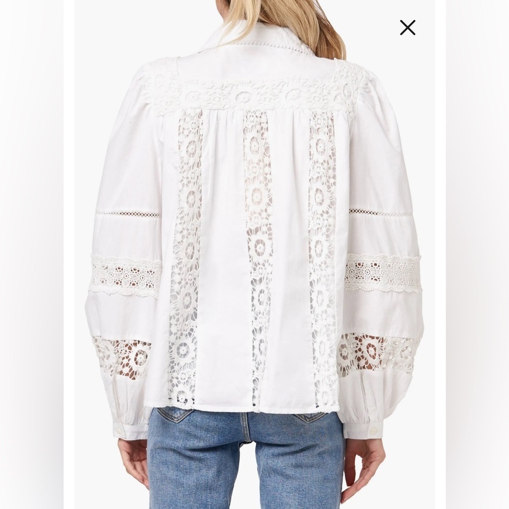 CIEBON Mollie Lace Trim Shirt White Size XS - Picture 2 of 13